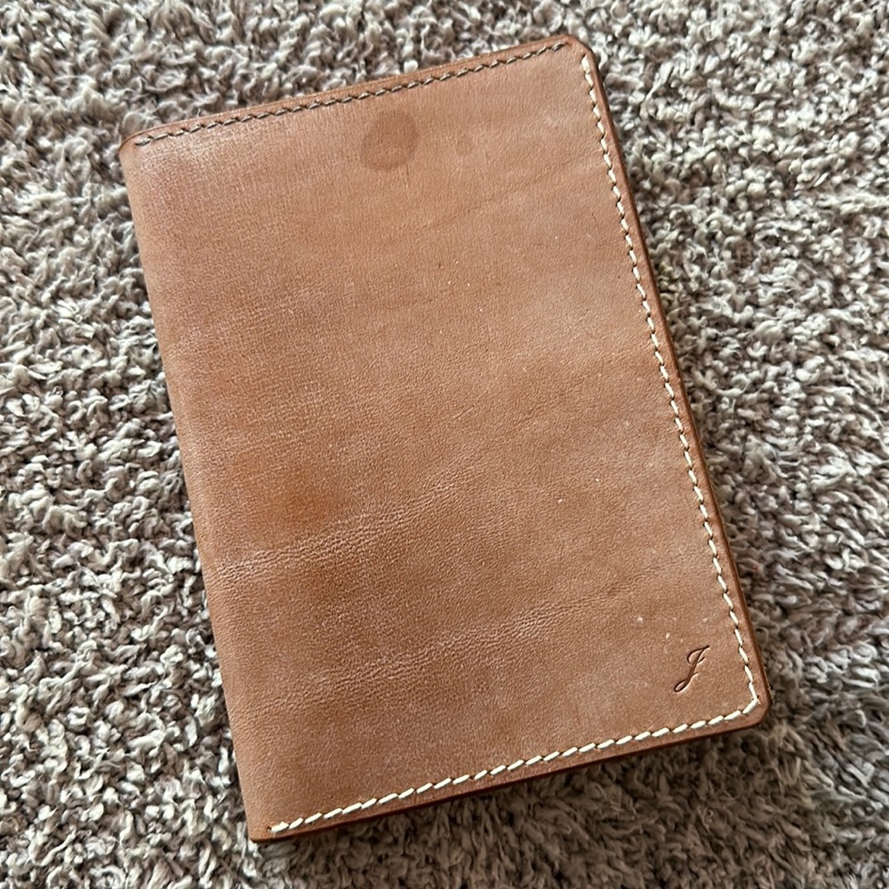 3/$20 Leather passport holder with initial J